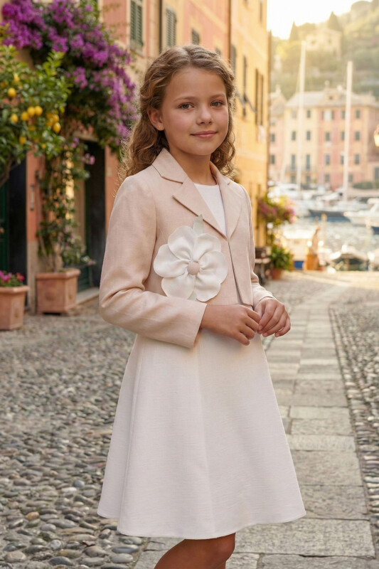 Beige Girls Elegant Dress with Jacket 8-15 AGE 36293PR 