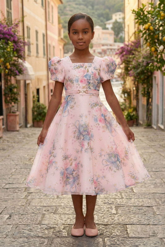 Powder Girls Floral Organza Belted Dress 8-15 AGE 36215PR 