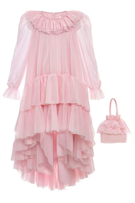 Powder Girls Layered Ruffle Chiffon Dress with Matching Bag 8-15 AGE 36159PR - Clothes (1)