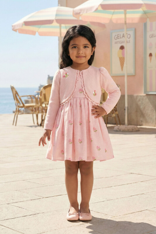 Powder Baby Girls Embroidered Rose Dress & Jacket Set 6-24 MONTH 36385PR 