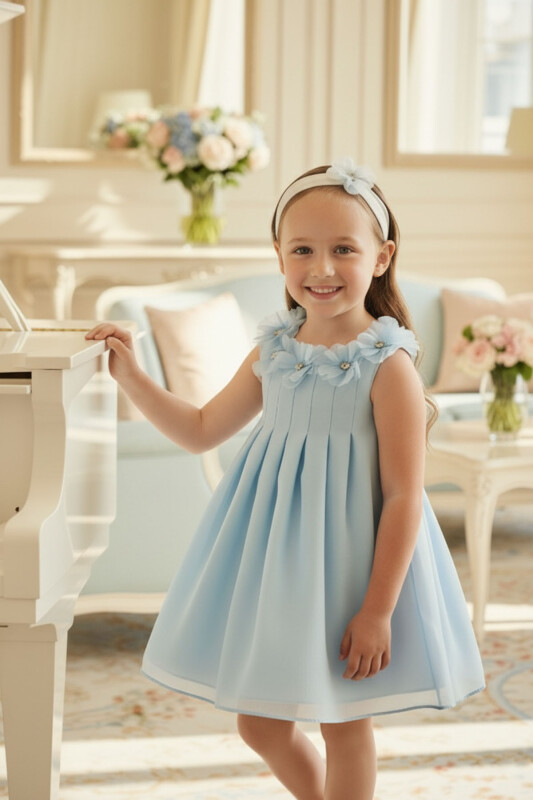 Blue Baby Dress and Matching Headband 6-24 MONTH 36020PR 