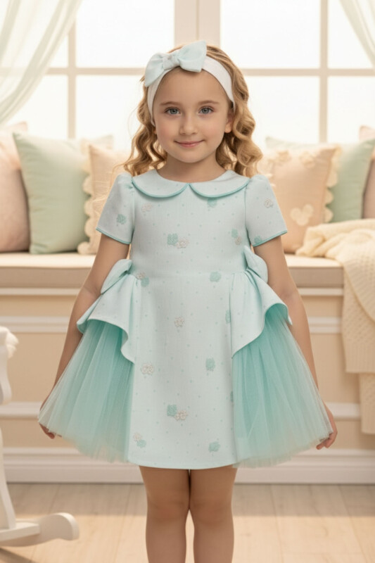 Mint Baby Dress with Side Tulle Bows 6-24 MONTH 36168PR 