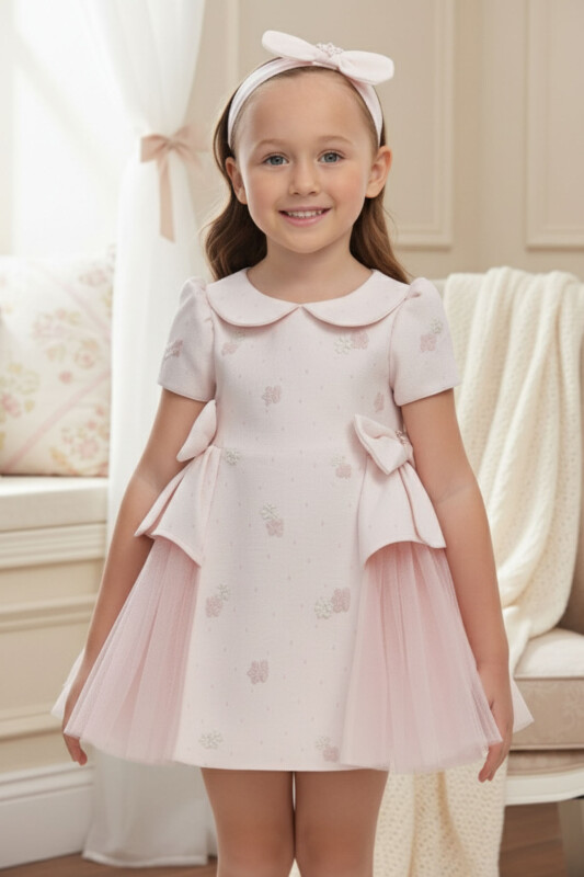Powder Baby Dress with Side Tulle Bows 6-24 MONTH 36168PR 