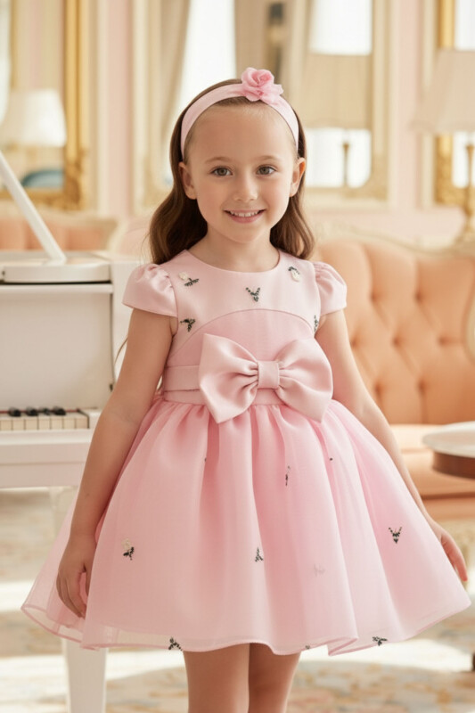 Pink Baby Rose Bow Dress 6-24 MONTH 36078PR 