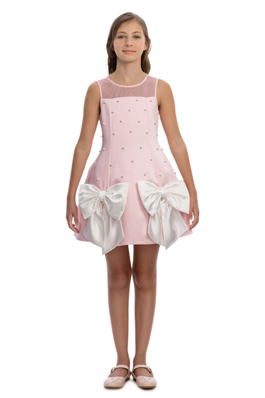 Pink Girls Pearl Bow Dress 8-15 AGE 36110PR - Clothes (1)