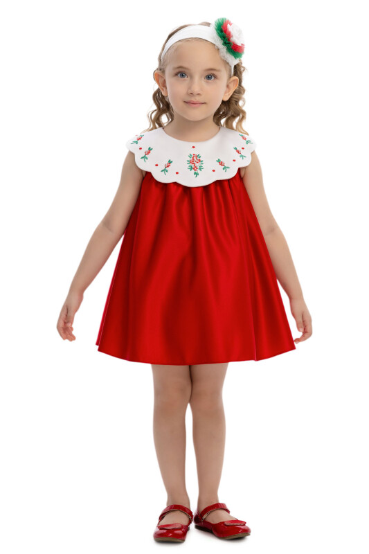 Red Baby Dress with Embroidered Collar & Headband 6-24 MONTH 36097PR - Clothes (1)