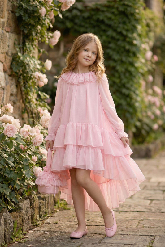 Powder Girls Ruffle Chiffon Dres with Bag 3-7 AGE 36263PR 