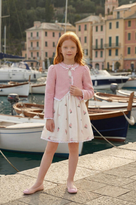 Powder Girls Floral Dress & Tweed Jacket Set 3-7 AGE 36289PR 