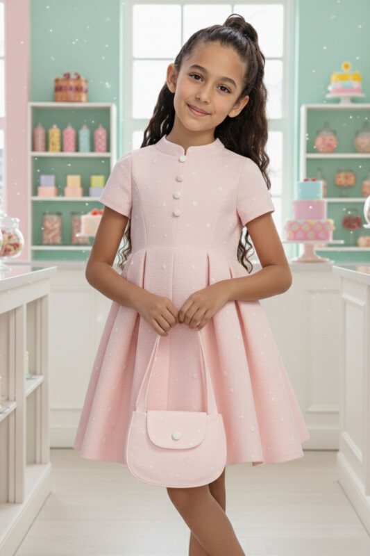 Powder Girls Polka Dot Dress with Matching Bag 3-7 AGE 36305PR 