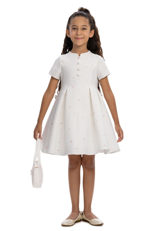 Ecru Girls Polka Dot Dress with Matching Bag 3-7 AGE 36305PR - Clothes (1)