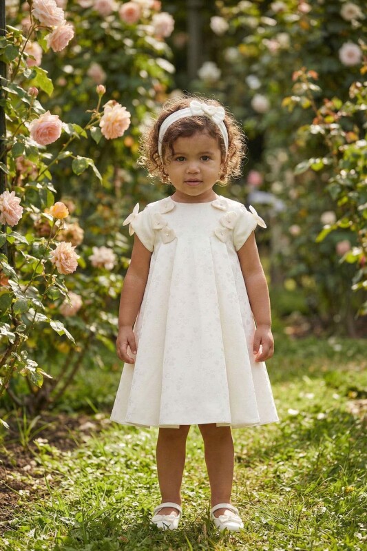 Ecru Baby Girls Heart Pattern Dress & Headband 6-24 MONTH 36201PR 