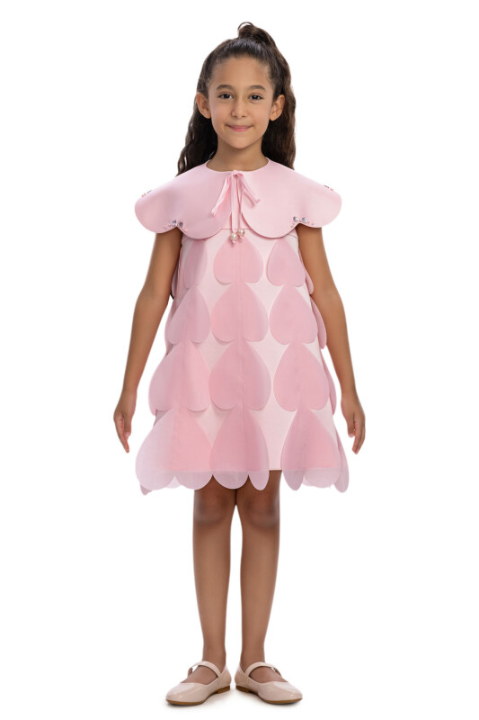 Pink Girls Petal Layered Dress with Removable Collar 3-7 AGE 36134PR - Clothes (1)