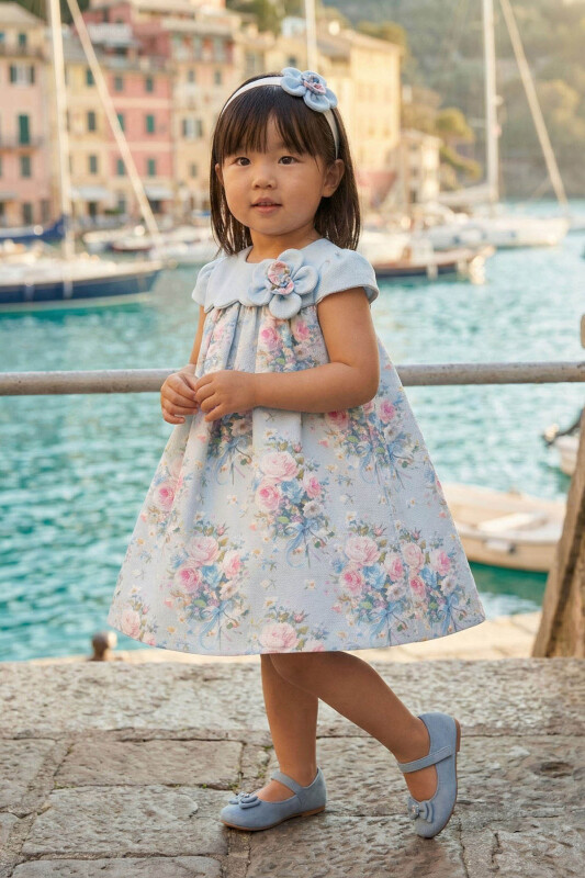 Blue Baby Girls Floral Print Dress with Headband 6-24 MONTH 36197PR 