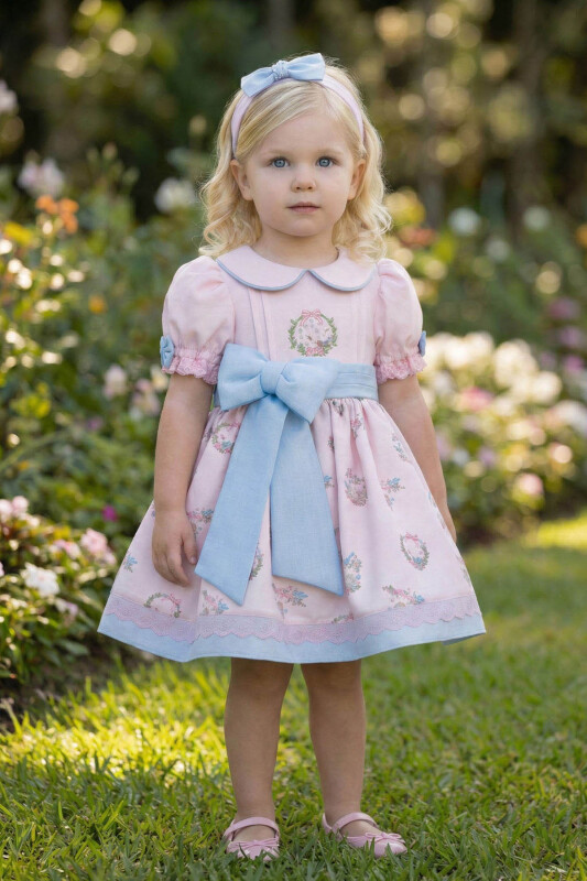 Powder Baby Girls Floral Wreath Print Dress & Headband Set 6-24 MONTH 36443PR 