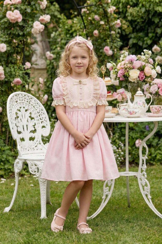 Powder Vintage-Inspired Lace Detailed Dress with Headband 3-7 AGE 36403PR 
