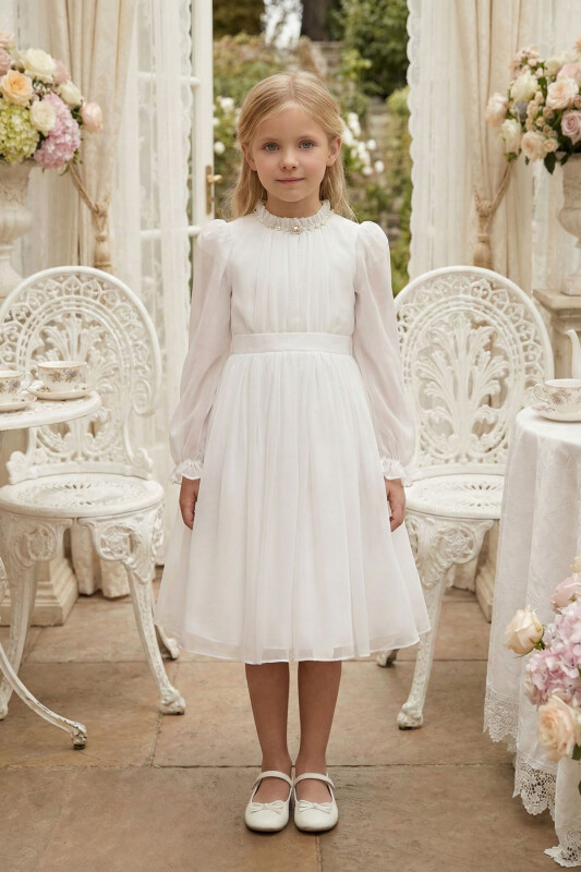 Ecru Girls Long Sleeve Dress 3-7 AGE 36251PR 