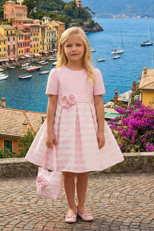 Powder Girls Striped Party Dress with Matching Bag 3-7 AGE 36179PR - Clothes