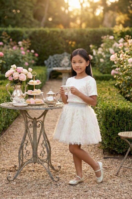 Ecru Gırls Sparkling Sequin Top & Skirt 3-7 AGE 36030PR 