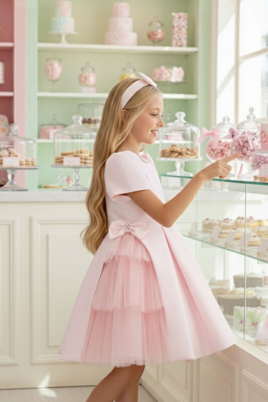 Powder Girls Layered Tulle Side-Bow Dress 3-7 AGE 36306PR 
