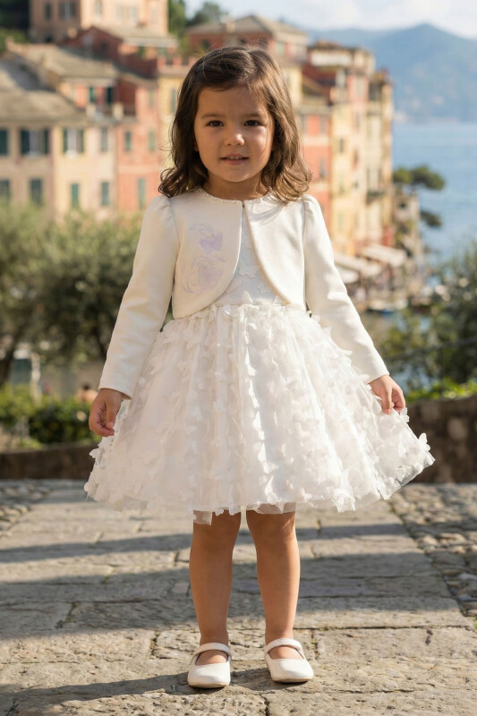 Ecru Baby Girls 3D Butterfly Dress & Jacket Set 6-24 MONTH 36361PR - Clothes