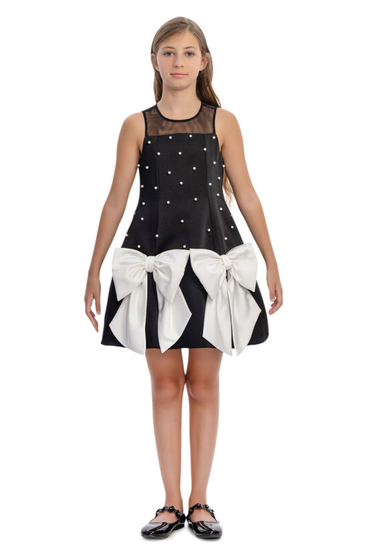 Black Girls Pearl Bow Dress 8-15 AGE 36110PR - Clothes (1)