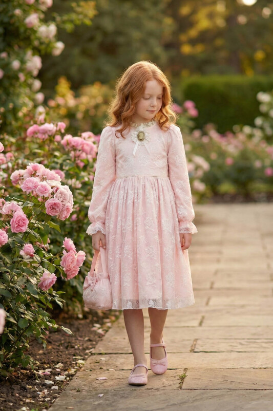 Powder Girls Classic Lace Dress with Bag 3-7 AGE 36311PR - Clothes