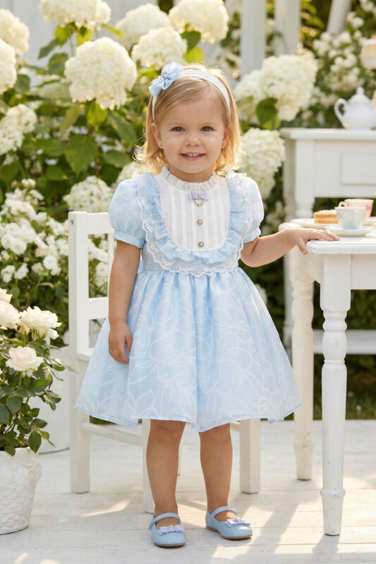 Blue Baby Bow-Back Dress with Headband 6-24 MONTH 36445PR - Clothes