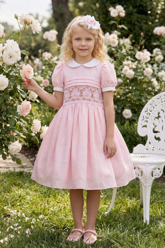 Powder Classic Embroidered Smock Dress with Headband 3-7 AGE 36383PR 