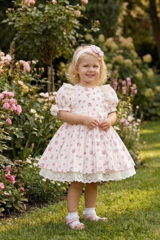 Ecru Baby Girls Floral Puff Sleeve Dress & Headband Set 6-24 MONTH 36357PR 