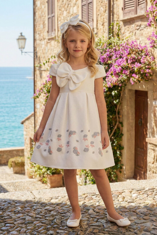 Powder Girls Butterfly Jacquard Dress & Headband 3-7 AGE 36178PR 