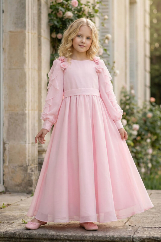 Powder Girls Long Chiffon Dress 8-15 AGE 36382PR 