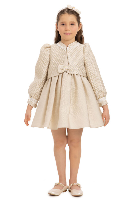Beige Baby Dress with Jacket and Hair Accessory 6-24 MONTH 35399PR - Clothes (1)