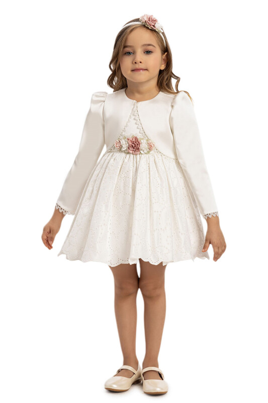 Ecru Baby Dress with Bolero and Hair Accessory 6-24 MONTH 35371PR - Clothes (1)