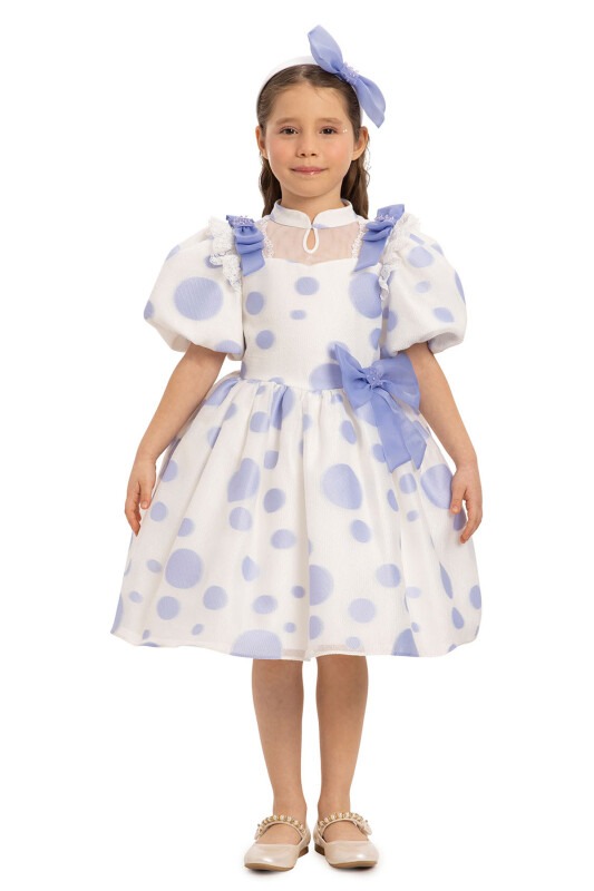 Lilac Polka Dot Dress with Hair Accessory 3-7 AGE 35365PR - Clothes (1)