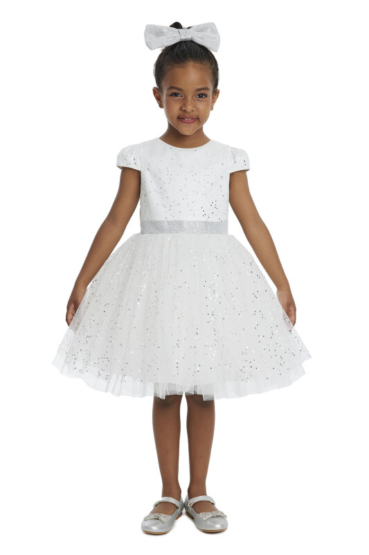 Ecru Girl's Glittery Tulle Dress 3-7 AGE 34001PR 