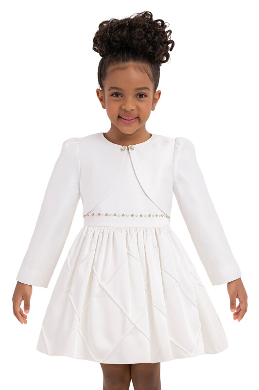 Ecru Long-sleeved bolero for girls 2-6 AGE 33337PR - Clothes