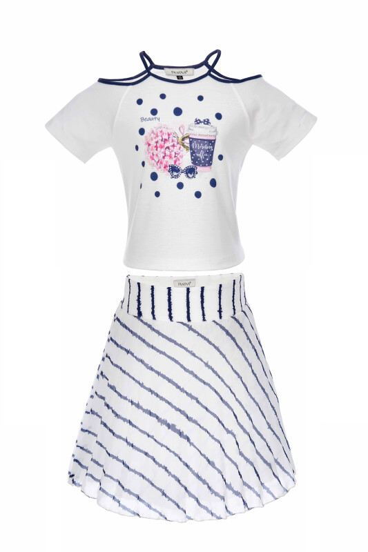 Navy Girl Line Printed Suit With Skirt 6-10 AGE 310904CA - Clothes (1)