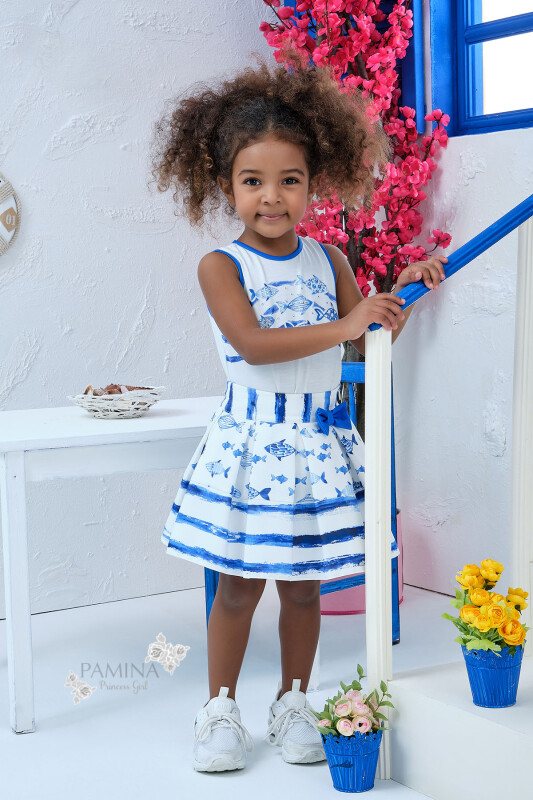 Blue Baby Girl Cute Fish Themed Suit With Skirt And Singlet 9-36 MONTH 311001CA - Clothes (1)