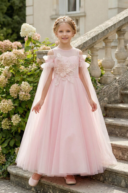 Powder Girls Embellished Off-Shoulder Tulle Dress 8-15 AGE 36139PR 