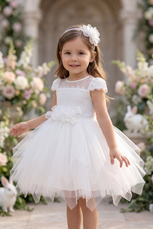 Ecru Baby Dress Tulle Skirt 6-24 MONTH 35068PR 