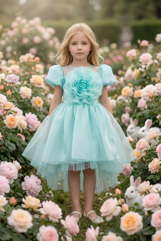 Mint Girls Floral Satin Dress 3-7 AGE 35109PR 