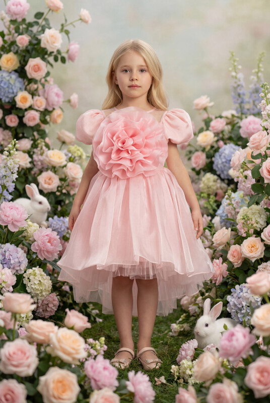 Powder Girls Floral Satin Dress 3-7 AGE 35109PR 