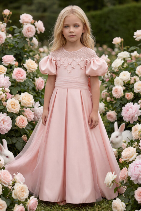 Powder Satin Girls Dress 3-7 AGE 35182PR 
