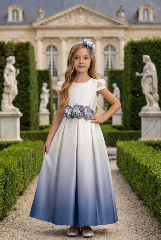 Blue Satin Ombre Dress 8-14 AGE 35185PR 