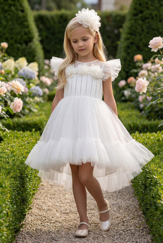 Ecru Girls Dress 3-7 AGE 35194PR 