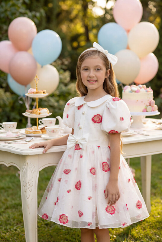 Fuchsia Dress with Hair Accessory 3-7 AGE 35239PR 