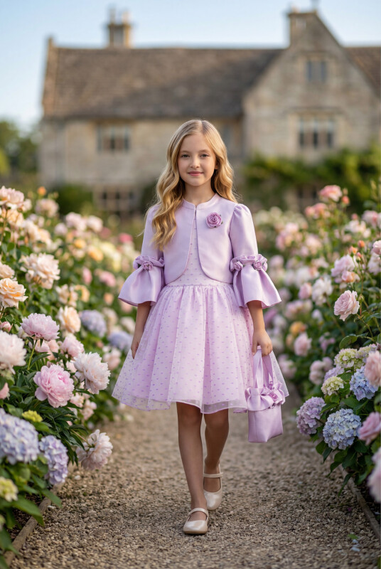 Lilac Dress with Matching Bolero and Bag 3-7 AGE 35294PR 