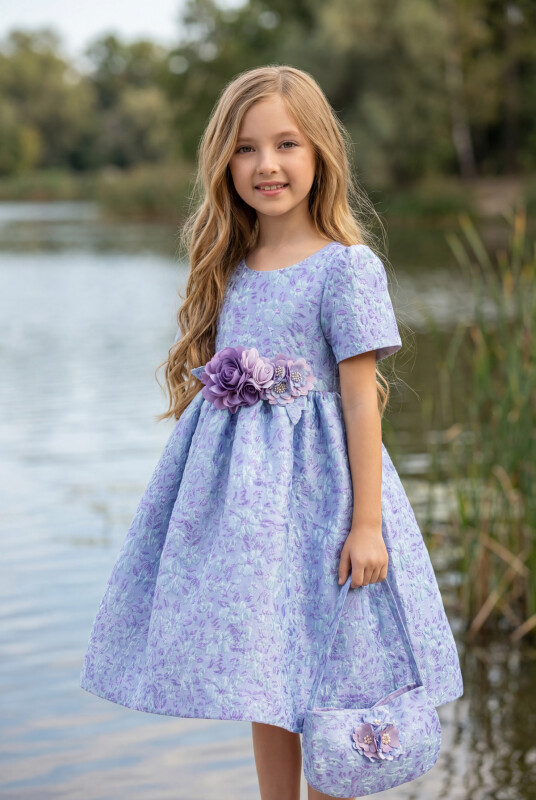 Lilac Dress with Matching Bag 3-7 AGE 35344PR - Clothes