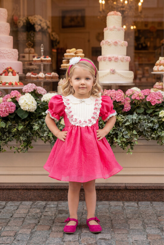 Fuchsia Baby Girl Dress with Hair Accessory 6-24 MONTH 35359PR - Clothes (1)