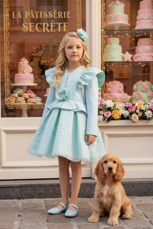 Blue Dress with Jacket and Hair Accessory 3-7 AGE 35367PR - Clothes